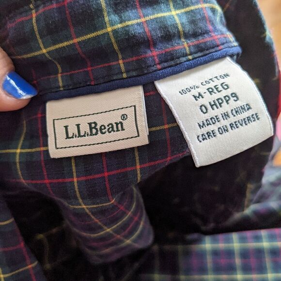 LL Bean Women's Ruffle Front Button Plaid Shirt - Picture 5 of 6